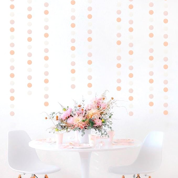 Peach-Pink White Party-Decorations Paper Garland - 52ft Princess Birthday - Image 5