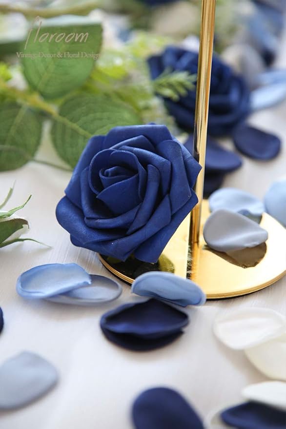 Floroom 500pcs Rose Petals Dusty Blue Navy Faux Silk Flower Petals - Image 3