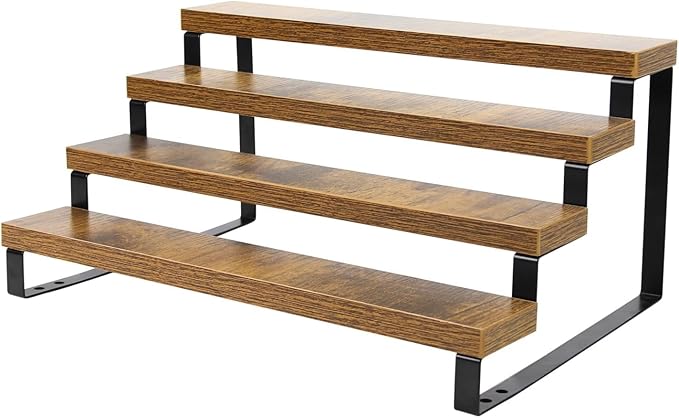 4-Tier Wooden Display Riser Shelf Stand for, Condiment & Dolls Collection Home by NEETBU