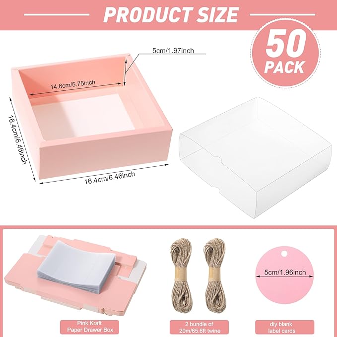 Roowest 50 Sets Kraft Soap Boxes Rectangle Packaging Box - Image 2