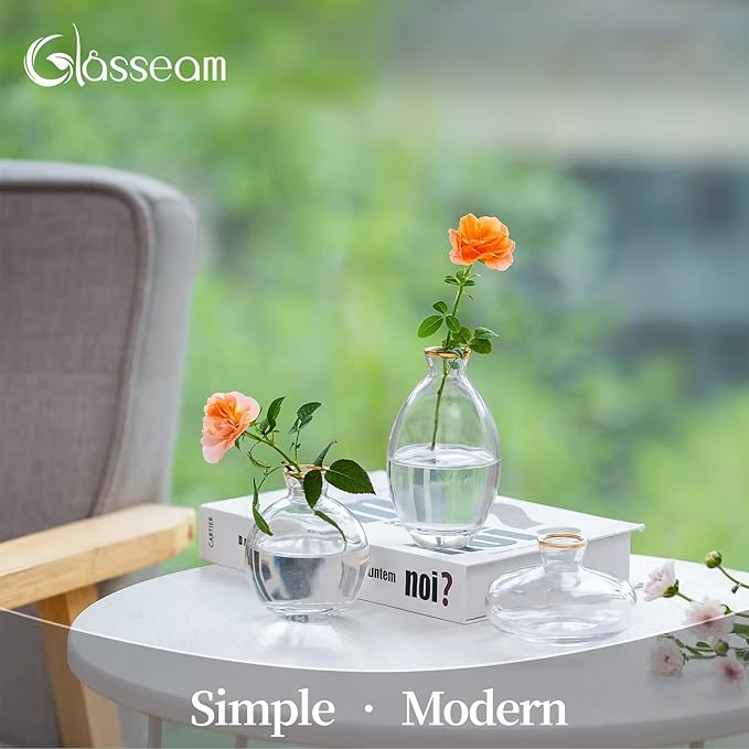 Glass Bud Vase for Centerpieces: 12Pcs Glasseam Gold Rim Mini Small Vases for - Image 4