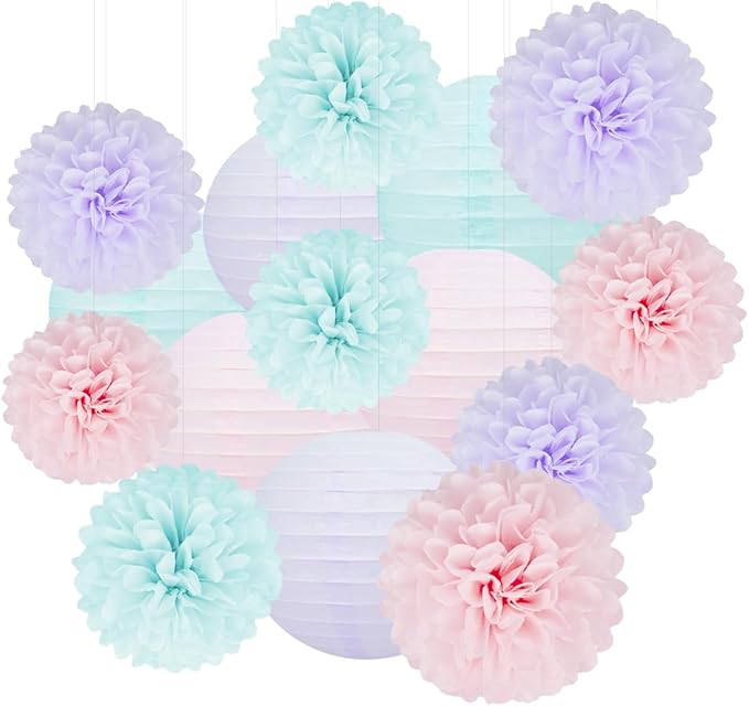 Blue Pink Purple Party Decorations by HongTongTong