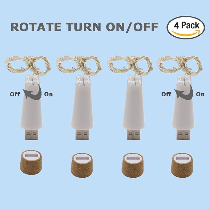 NeoJoy Wine Cork Lights, Rechargeable Bottle Fairy String Lights - Image 7