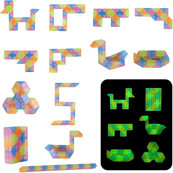 30pcs Bulk Fidget Glow in the Dark Snake Cube, Party Favors, Goody Bag by Aubrogo