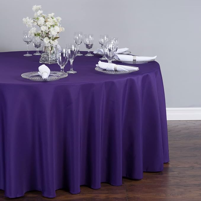 LTC LINENS 2 Pack 108 Inch Round Tablecloth Purple - Image 2