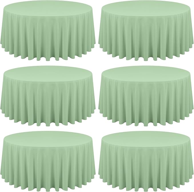 6 Pack Sage Green Round Tablecloths by REWOMC