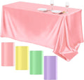 TURSTIN 4 Packs Pastel Rainbow Satin Tablecloth 102 x 58 Inch Overlay Satin by TURSTIN
