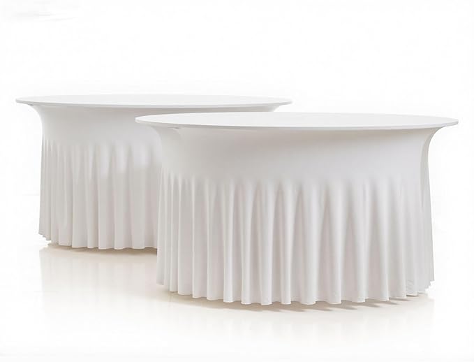 2 Pack Ivory Spandex Round Tablecloths by Nobed+HHT