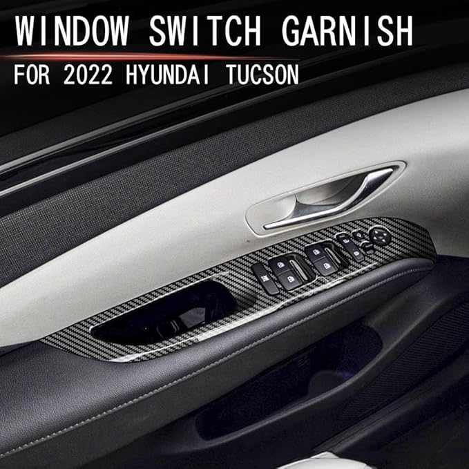 4pcs Carbon Fiber Style Front Rear Doors Window Glass Lift Switch Panel Cover - Image 5