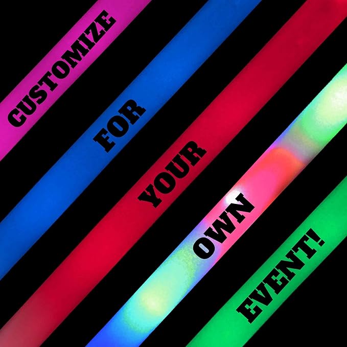 Pack of 12 Custom LED Party Foam Light Sticks Batons - Image 2