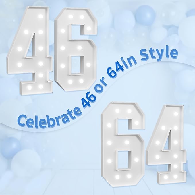 imprsv Marquee Numbers Large 46th-Birthday Decorations: 4ft Light Up Number - Image 6