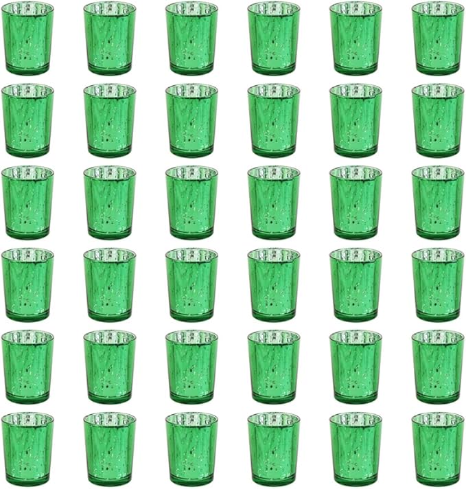 Green Mercury Glass Tea Light Holders Set of 36 by BTGLLAS