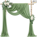 Wedding Arch Draping Fabric 4 Panels 20Ft length x 28" width Sage Green Arch by Sunnyline