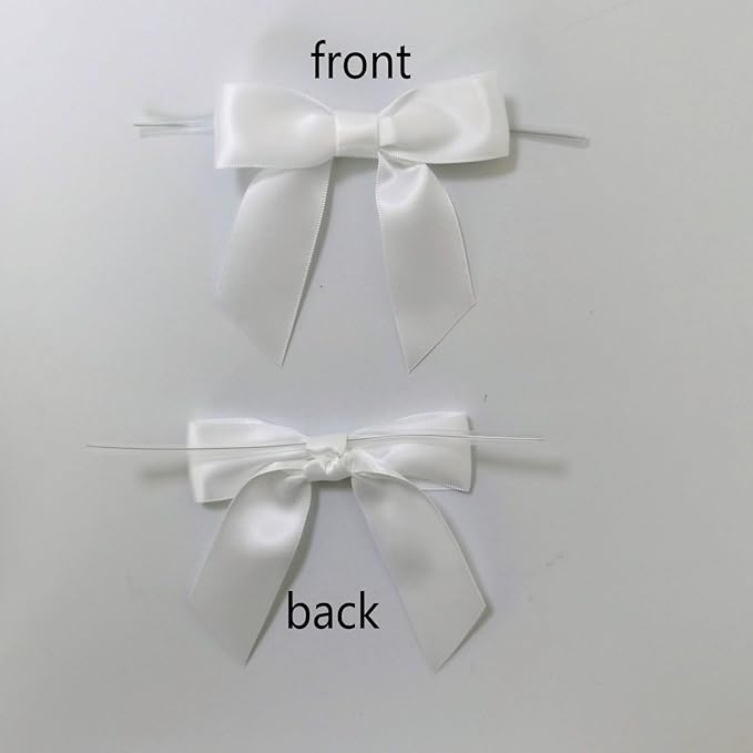 36pcs 3-1/2" White Satin Ribbon Bows - Image 4
