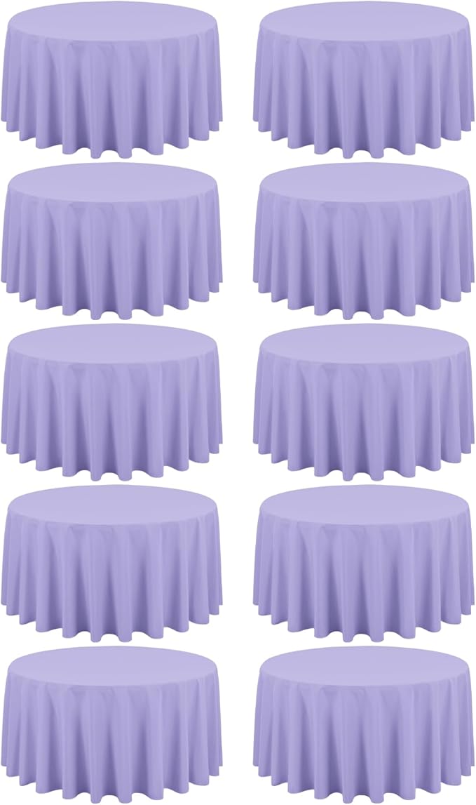 10 Pack Lavender Round Tablecloths by REWOMC
