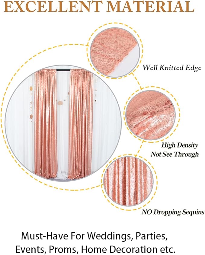 ShinyBeauty Sparkle Backdrop Curtain 2 Panels Set Sequin Photo Backdrop 2FTx8FT - Image 5