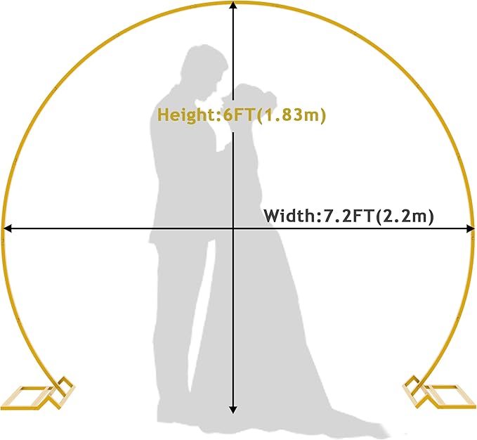 Wokceer Wedding Arch 7.2FT Round Backdrop Stand Gold Metal Circle Backdrop - Image 2