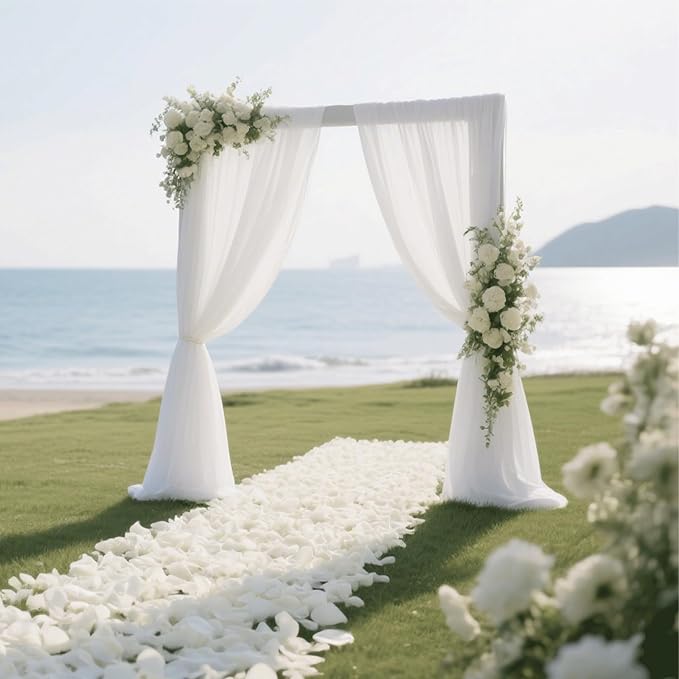 Wedding Arch Draping Fabric 29" x 18 FT White Sheer Chiffon Outdoor Curtain - Image 6