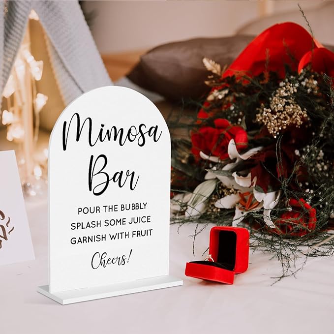 Wedding Mimosa Bar Supplies, Bridal Shower Sign White Acrylic Table Sign - Image 6
