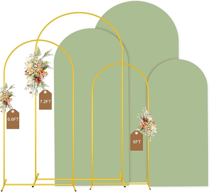 MODFUNS Metal Arch Backdrop Stand and Cover Set 6&6.6&7.2ft Sage Green Arch by MODFUNS
