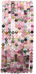 Faceted Natural Tourmaline Stone Round Loose Semi Gemstone Beads by Beadia
