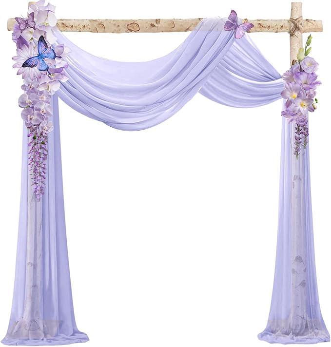 VOK Lavender Wedding Arch Draping Fabric Chiffon Fabric, 29in x 18Ft 2 Panels by VOK