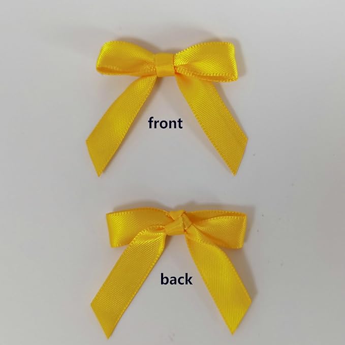 50pcs 1-1/2" Mini Yellow Satin Ribbon Bows Without Twist Ties - Image 4