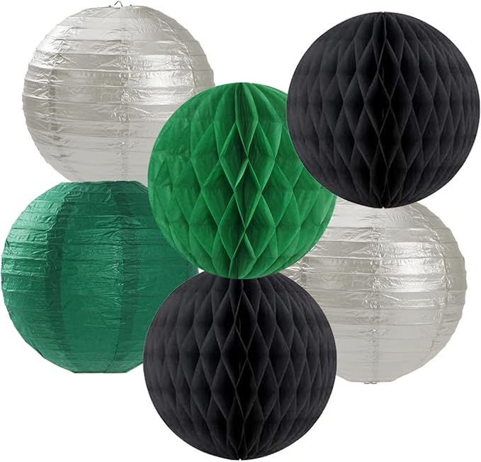 Black-Green Silver Party-Decorations Streamers Lanterns - Image 5