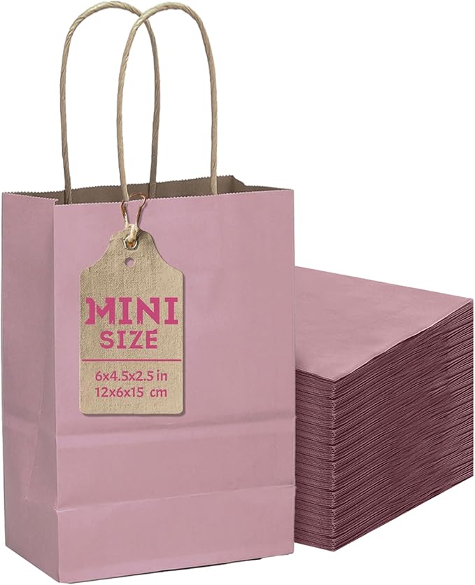qiqee 24 Pcs Pink Purple Mini Paper Gift Bags by Qiqee
