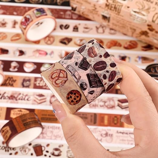 20 Rolls Coffee Theme Washi Tape Set, Writable Decorative Tapes - Image 5