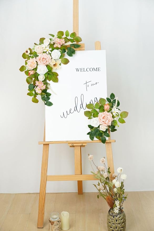 Wedding decor Welcome Sign Flower Backdrop Garland - Image 9