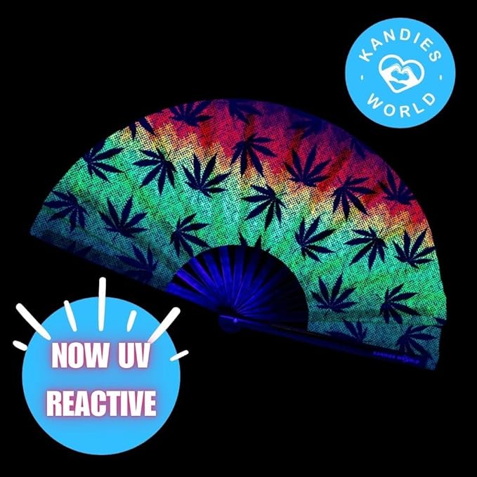 Kandies World UV Reactive Custom Festival Folding Hand Fan - Image 4