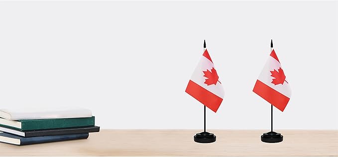 Canada Canadian Deluxe Desk Flag Set Small Mini Miniature CA Canadian Table - Image 6