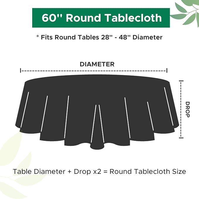 Biscaynebay Round Tablecloth 60 Inch-Sage Outdoor Fabric Table Cover-Small - Image 5