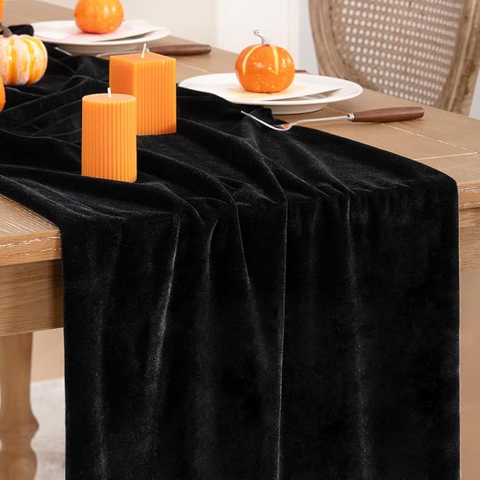 Black Velvet Table Runner 3 Pack Fall Halloween Black Table Runners 20 x 120 by DeZerlor