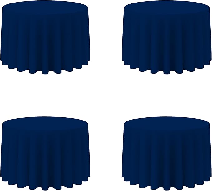BRILLMAX 4 Pack Navy Blue Round Tablecloths 108 Inch by BRILLMAX