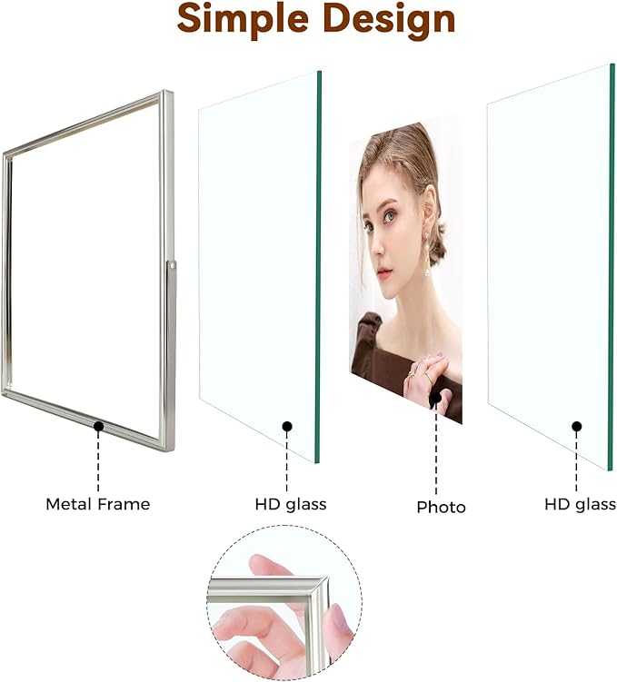 Silver Floating Frame, For Picture 3.5x5, Mini Desktop Photo Frame, Classy Gift - Image 5