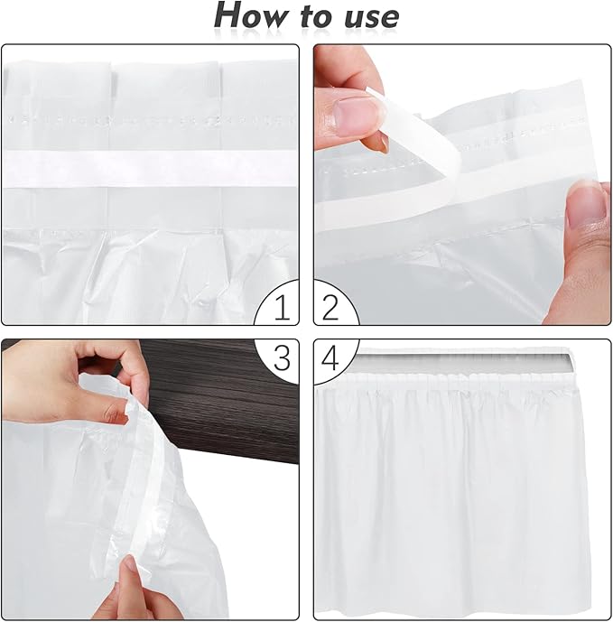 TURSTIN 4 Pieces White Plastic Table Skirts 14 Feet x 29 Inch - Image 4