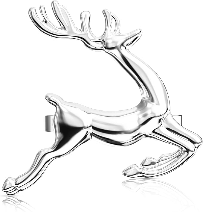 ZeeDix Silver Reindeer Christmas Napkin Rings Set of 12, Napkin Holder Ring by ZeeDix