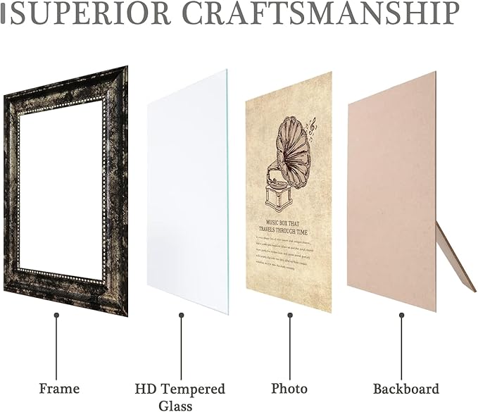 5x7 Picture Frame with Real Glass, 4 set Ornate Vintage Picture Frames - Image 2