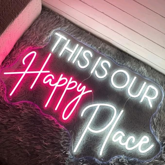 This Is Our Happy Place Neon Sign Custom Bedroom LED Neon Light Home Living - Image 3