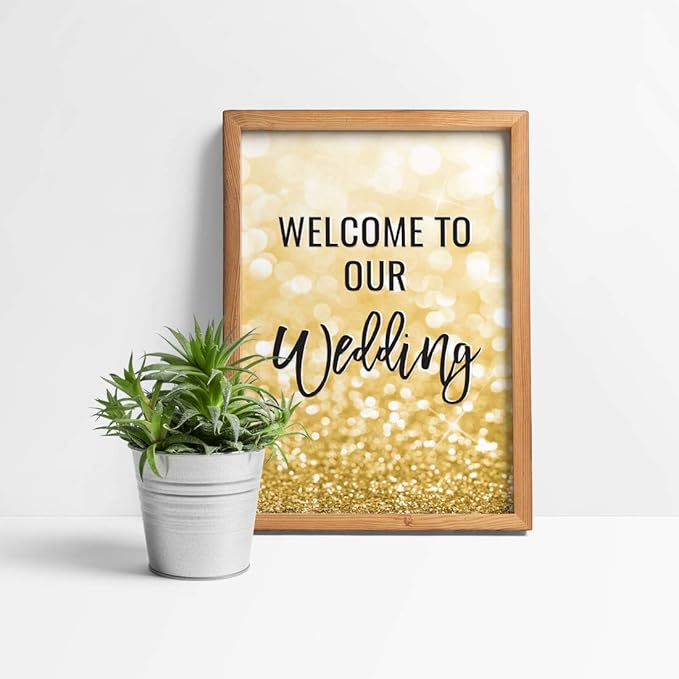 Andaz Press Extra Large Wedding Easel Board Party Sign, 12x18-inch, Glitzy Faux - Image 6
