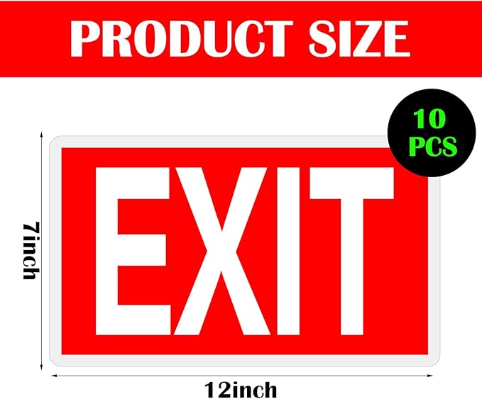 10 Pcs Glow in the Dark Exit Signs - Image 2