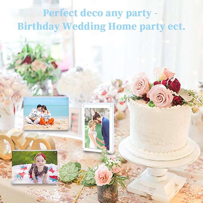 Acrylic Photo Frame 5x7-3 Pack Clear Double Sided Magnetic Picture Frameless - Image 6