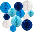 Aiminjey 12Pcs White Blue Paper Honeycomb Flower Balls 6'' 8'' 10'' Decorative by Aiminjey
