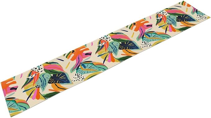 Colorful Flower Table Runner, Abstract Flower Blossom Botanical Pattern Print - Image 8