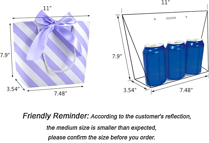 HUAPRINT Gift Bags with Handles, 7.48×3.54×7.9 inches, Party Favor Bags with - Image 2