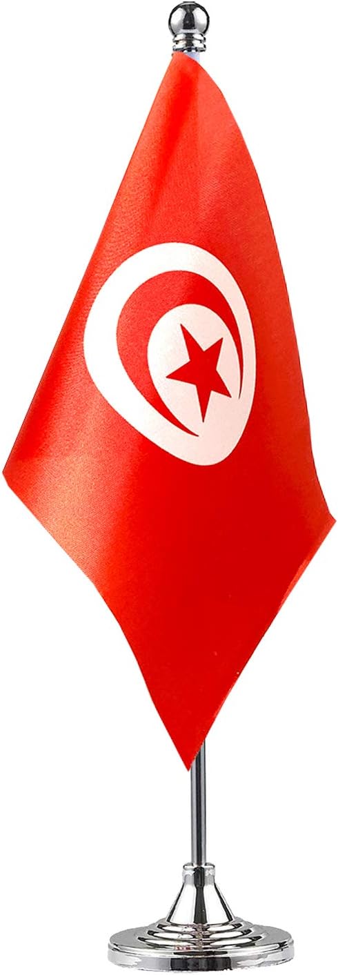 GentleGirl.USA Tunisia Table Flags, Stick Small Mini Tunisian Flag Office Desk by GentleGirl