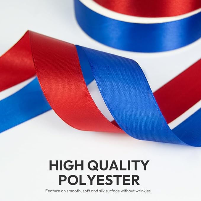 Kmer Life 1 in x 50 Yards Baby Blue Polyester Satin Ribbon - Image 3