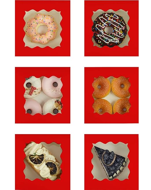 Bakepacker 100pcs Red Cookie Boxes 6x6x3 inches Easy Assemble Macaroon Pastry - Image 6